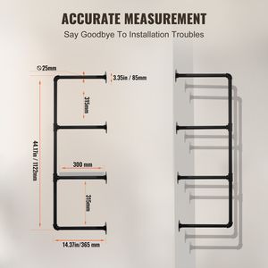 Mensola Galleggiante Industriale a 4 Livelli in Legno Rustico, Larghezza 11,8 Pollici, Supporto a Parete per Libreria, Set di 3 Connettori e Supporti per Mensole - Product Image 6