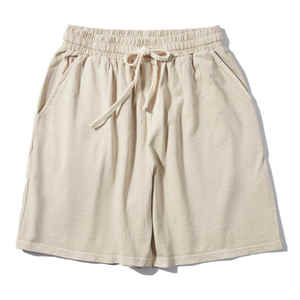 Men's Solid Brown Cotton Bermuda Shorts Mid Waist Drawstring Casual Style Breathable Woven Fabric Pockets - Product Image 2