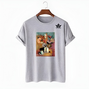 เสื้อยืดผู้ชายสีเขียวมะกอกลายการ์ตูนแมว แขนสั้น คอกลม ผ้าฝ้ายเจอร์ซีย์ 100% ทรงปกติ สวมใส่สบาย พิมพ์ลาย - Product Image 5