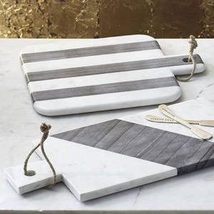 Planche à découper en marbre de qualité supérieure, plateau de service de luxe pour fromages avec poignée en bois pour la cuisine à domicile - Product Image 5