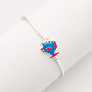 925 Sterling Silver Colorful Fish Charm Open Bangle <b>Bracelet</b> High Polish <b>Cute</b> Girls Fashion Jewelry Daily Wear Gift Party - Product Image 2