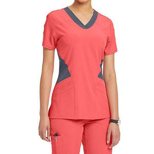 GLOWING NEON INDUSTRY Women's Doctor Scrub <b>Top</b> Set V-Neck Short Sleeve Rayon Woven Fabric Seamless Fusing Hospital Uniform - Product Image 5