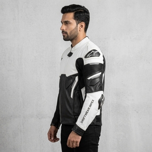 DRAFTWEAR IPEX <b>Men's</b> Leather Motorcycle Jacket Full Sleeve Color Blocked Windproof Breathable Racing Suit Customizable - Product Image 2