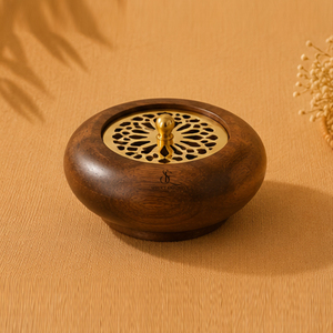 Luxury Round Wooden <b>Bakhoor</b> Burner With Brass Top. Three Layer Premium Arabic <b>Oud</b> Incense Holder For Home Decor Wholesale Price - Product Image 4