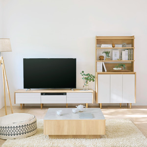 Modern Brown <b>Wood</b> Living Room & Home Office Cabinet with 1 Compartment 1 Shelf <b>Slab</b> Doors Minimalist Design 4 Drawers - Product Image 3