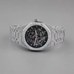 Montre de luxe unisexe en moissanite et diamant, cadran en cristal saphir, bracelet en acier inoxydable, mouvement à quartz ETA, affichage analogique-numérique 10 - Product Image 2