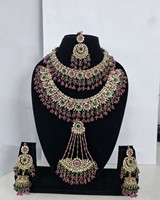 Parure de bijoux de mariée indienne exclusive, collier choker lourd pour mariage, collier ethnique traditionnel avec boucles d'oreilles, mang tika et ensemble de bijoux Pasa