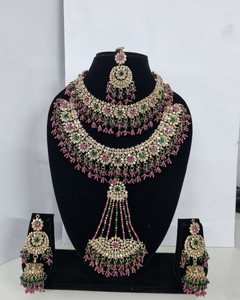 Exclusive Indian <b>Bridal</b> Jewelry Heavy Wedding Choker <b>Set</b> Traditional Ethnic <b>Necklace</b> With <b>Earrings</b> Mang Tika & Pasa Jewelry <b>Sets</b> - Product Image 2
