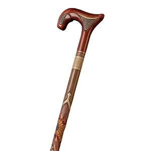 Canne élégante pour femme, design bohème floral, tournesol, poignée confortable, canne sculptée à la main pour la stabilité, cadeau idéal pour elle - Product Image 1