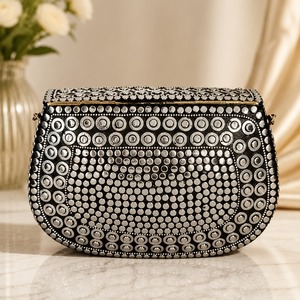 Vintage Bohemian Rhinestone Evening Clutch <b>Bag</b> with Velvet Lining Chain Strap Waterproof Shoulder Handbag <b>for</b> Party <b>Wedding</b> - Product Image 3