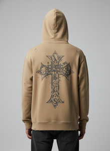 Sudadera con capucha de doble capa OEM Streetwear, estilo vintage, lavado ácido, dobladillo sin rematar, algodón, oversize, hip-hop, personalizada para hombre - Product Image 3