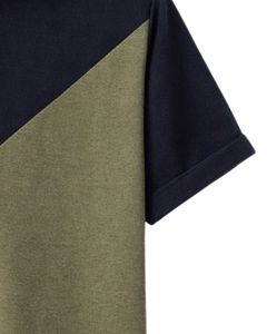 Manufacturer Mens Half Zip <b>Polo</b> <b>Shirt</b> <b>Navy</b> <b>Blue</b> White And Olive Color Block Short Sleeve Casual Knit Top Custom Manufacturer OEM - Product Image 5