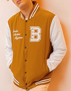 แจ็คเก็ตเบสบอลแบบมีปกตั้ง ปักโลโก้ด้านหน้า สไตล์วิทยาลัย สำหรับทุกเพศทุกวัย ผลิตตามสั่ง ขายส่ง OEM  ผ้าขนสัตว์ผสม อุ่นสบายสำหรับฤดูหนาว  พร้อมบริการปักโลโก้ตามแบบ - Product Image 1