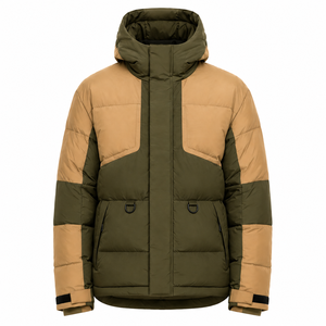Chaqueta de Invierno para Hombre, Acolchada, con Capucha, Diseño de Bloques de Color, Producción Directa de Fábrica, Logotipo Personalizado, Bordado, Parche, Etiqueta, Exportación - Product Image 1