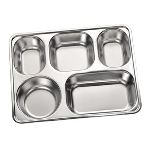 1 Plateau alimentaire rectangulaire en acier inoxydable à compartiments, empilable, idéal pour étudiants, camping et pique-niques - Product Image 1