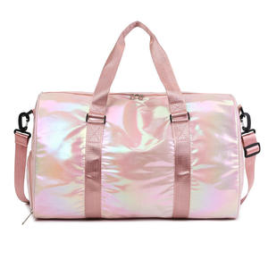 Waterproof High Quality Mermaid Pearlescent Gradient <b>Overnight</b> Duffle Tote Hand Gym Travel <b>Bag</b> Zipper Closure Side Shoe Pocket - Product Image 1