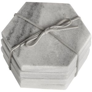 Ensemble de 4 sous-verres blancs en marbre, finition blanche, style élégant, sous-verres décoratifs faits à la main pour la maison - Product Image 6