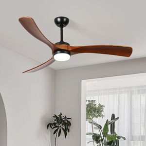 Ventilateur de plafond LED en bois massif à 3 pales de 60 pouces avec lumière - Product Image 1