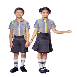 Gran Venta de vestidos de uniforme de escuela primaria Unisex para niños, diseños de logotipo personalizado de alta calidad, conjunto de uniforme colorido estilo camisa - Product Image 1