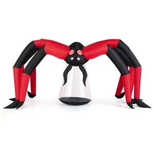 Ragno Gonfiabile Gigante di Halloween 5ft X 10ft con Luce LED a Forma di Testa + 2 Luci Tunnel Rosse, PVC Nero e Rosso - Product Image 3