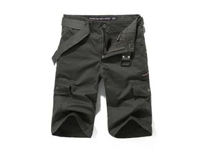 Shorts cargo pour homme, couleur unie, taille mi-haute, style Bermuda, avec poches, décontractés, respirants, en toile, taille élastique - Product Image 4