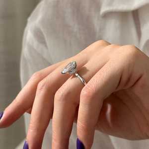 3 Carat Pear Cut E VVS2 Lab Grown Diamond High Set <b>Unique</b> Neck Hidden Halo <b>Engagement</b> <b>Ring</b>, White Gold ,IGI Certified - Product Image 3