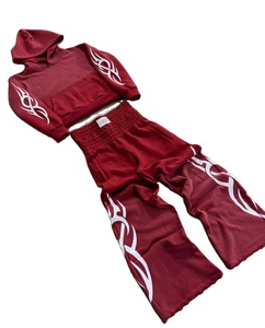 Custom Acid Wash Vintage Hoodie 100% Algodón Terry Set Sun Faded Distress Chándal Impresión Logo Hombres Sudadera con capucha y pantalones de chándal - Product Image 5