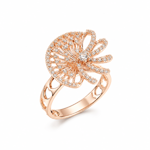 14K <b>Gold</b> Floral <b>Cocktail</b> <b>Ring</b> for Women Luxury Diamond Designer Flower <b>Ring</b> B2B Wholesale Jewelry Supplier - Product Image 4