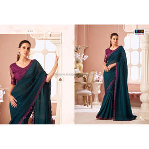 2022 nueva llegada Vichitra Sari de seda para mujeres Bandhej estampado y secuencia encaje estilo indio tradicional directo de la India - Product Image 2