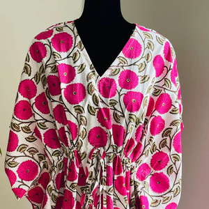 Robe Kaftan en Coton pour Femme, Maxi, Tenue de Plage pour Toutes les Saisons, Robe de Nuit, Cadeau, Été, Hiver, Automne, Printemps, Décorative Uniquement - Product Image 1