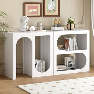 Modular Entryway <b>Console</b> Table with Customizable Arrangements Rectangular Exterior and Curved Interior Design - Product Image 1