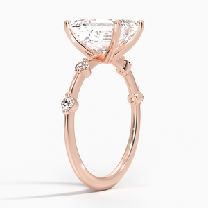 Trendy Spaced Prong Setting <b>Emerald</b> Shape Moissanite <b>Silver</b> Minimalist Layout Party Wear <b>Ring</b> - Product Image 5