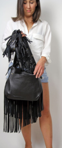 Premium Genuine Leather Fringe Handbag for Women – Vintage Boho Style Shoulder <b>Bag</b> with Tassels & <b>Studded</b> Detail - Product Image 3