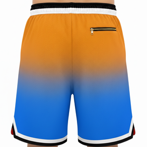 Shorts de basket dégradés pour hommes avec cordon de serrage à la taille et poches, séchage rapide, en maille athlétique, bleu orange - Product Image 4