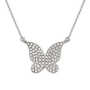 จี้รูปผีเสื้อทองคำ 14K ชุบโรเดียมประดับเพชร 0.21 กะรัต - Product Image 5