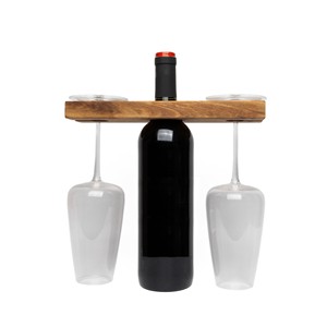 Acacia Wood Wine <b>Whiskey</b> Glass Holder Rack-Handcrafted Mid Century Modern Living Room Storage-Wholesale - Product Image 2