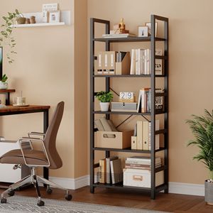 Estantería de Madera de 5 Niveles, Librería Moderna, Organizador de Almacenamiento para el Hogar, Oficina, Sala de Estar, Dormitorio, Color Negro - Product Image 2