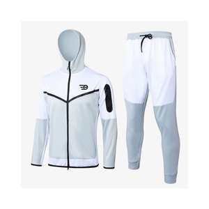 Ensemble de survêtement élégant pour homme avec capuche et fermeture éclair, tenue de sport décontractée, léger, pour l'entraînement, le jogging et le fitness - Product Image 1