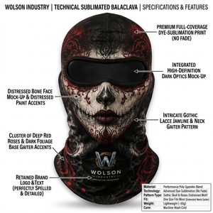 Balaclava OEM ODM à sublimation, imprimé sur mesure, extensible, respirant, imperméable, unisexe, pour la course à pied, le cyclisme, la randonnée - Product Image 6