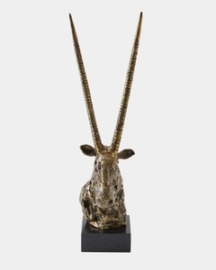 Sculpture de tête d'antilope en bronze, décoration artistique faite à la main pour table, design contemporain pour salon - Product Image 1