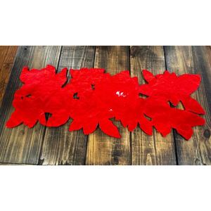 Vintage <b>Christmas</b> Table Runner <b>Red</b> <b>Green</b> Knitted Polyester/Cotton Eco-Friendly Poinsettia Floral 35x13 Home & Hotel <b>Decor</b> - Product Image 1