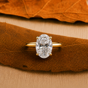แหวนหมั้นเพชรทรงรี 0.20 กะรัต สี E เพชรเลี้ยงในห้องปฏิบัติการ ทองคำแท้ 14K 10K สำหรับผู้หญิง ประดับเพชรด้านข้าง รับรองโดย IGI หรูหรา - Product Image 1
