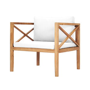 Sillón de Jardín de Madera de Teca con Cojín Blanco, Muebles de Jardín Contemporáneos, Precio al por Mayor - Product Image 2