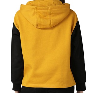 Sudadera con Capucha para Mujer, Amarilla y Negra, de Manga Larga, Informal, Estilo Urbano, de Algodón Tejido, con Bolsillo, para Otoño - Product Image 2