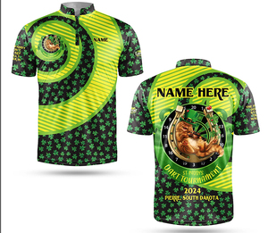 Jersey Turnamen Dart St. Paddy's Unisex Lengan Pendek Kerah Bulat Cetak Transfer Panas 100% Poliester Anti-Bakteri - Product Image 1