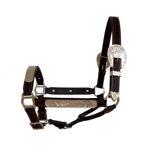 Harnais de spectacle en cuir véritable avec plaques argentées gravées, harnais de cheval de qualité supérieure, réglable, robuste, équipement équestre - Product Image 5