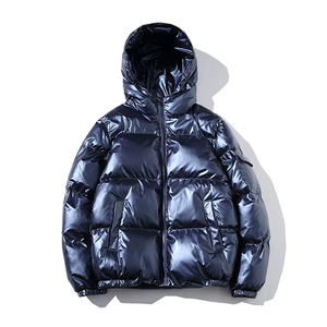 Custom Streetwear <b>Winter</b> Puffer <b>Jacket</b> Zipper Glossy Fabric Warm Outerwear Streetwear <b>Jacket</b> For Unisex - Product Image 1