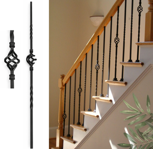 Black Cast Iron Balusters With Twisted Design For Stair Railings Traditional Style Rust Resistant Wall Mounted - Product Image 6