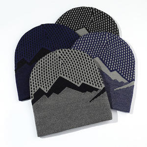 Gorro de Punto Jacquard con Patrón Geométrico Unisex, 56-58CM, Gorro de Invierno, Estilo Casual, Acrílico, Cálido, para Exteriores, para Adultos - Product Image 1