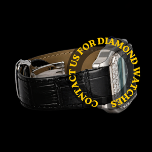 Montre ultra luxueuse, nouveau design personnalisé, carrée, avec un seul cadran en moissanite, chiffres romains, cadran en verre, bracelet en cuir noir - Product Image 3